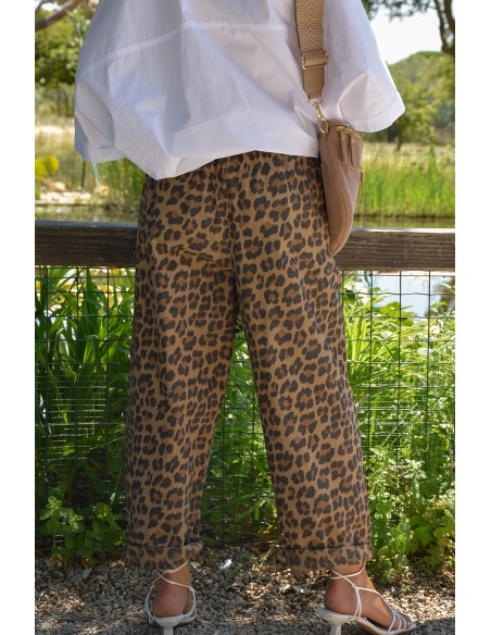johanna toutoun LEOPAR CAMEL PANTALON FEMME