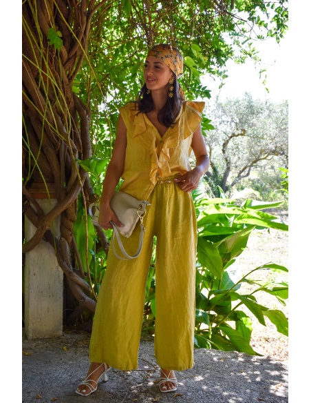 YASMIN CLOSET  JAUNE PANTALON FEMME