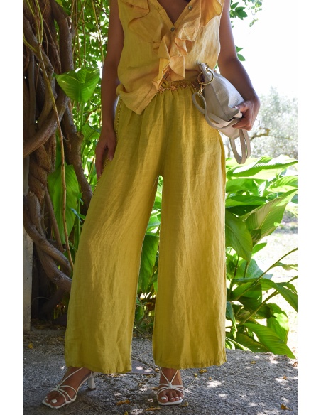 YASMIN CLOSET  JAUNE PANTALON FEMME
