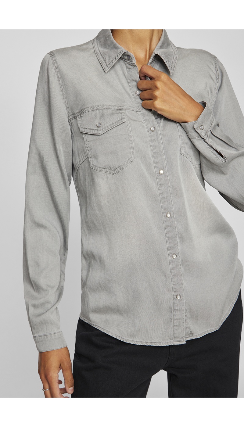 VIBISTA VILA Camisa vaquera gris - 4 | TOPS