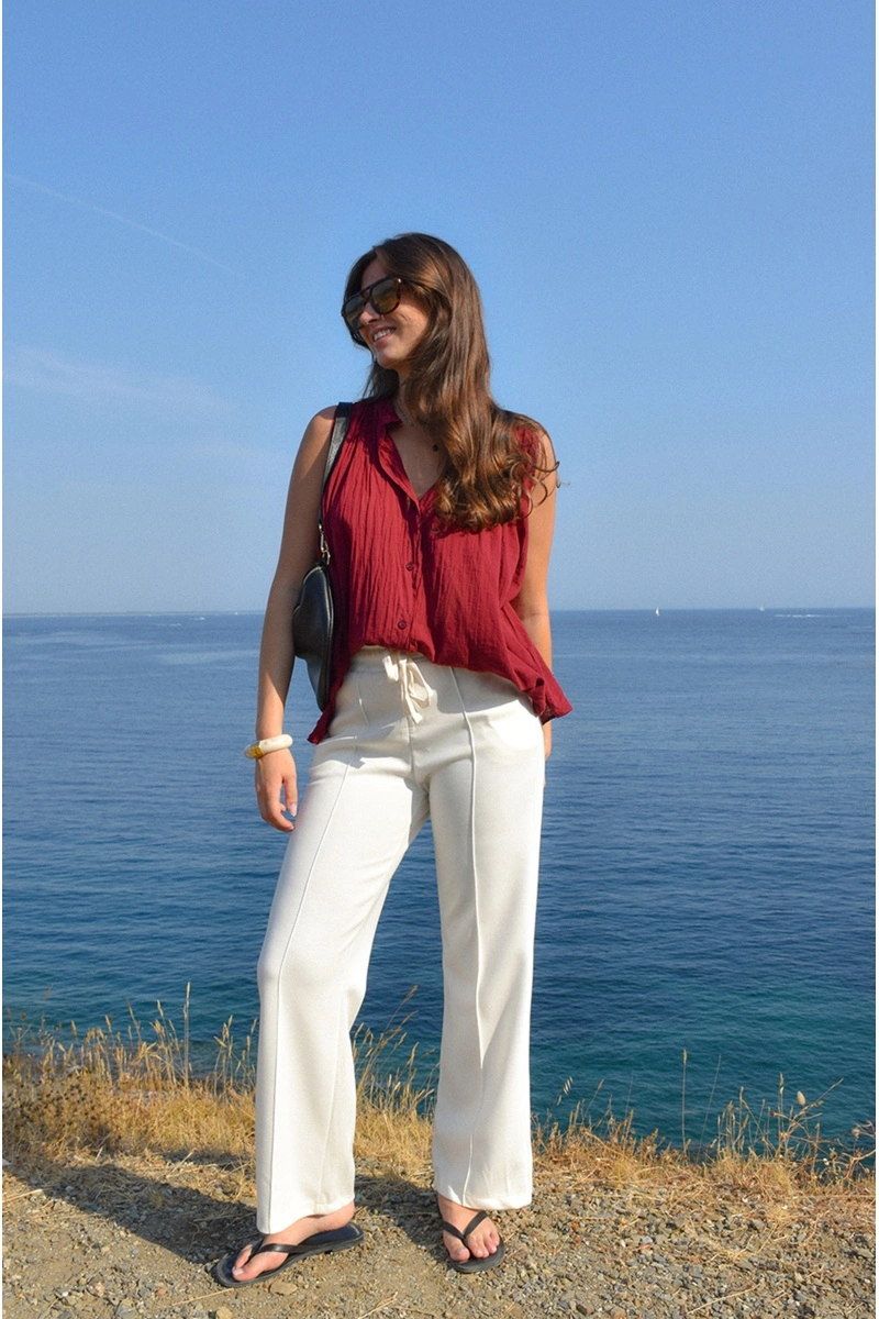 senes  ECRU PANTALON FEMME 2