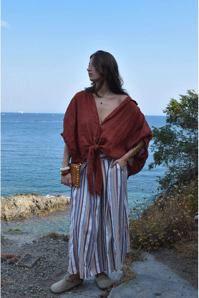 Jupe Rayée Beige MARGOT 2