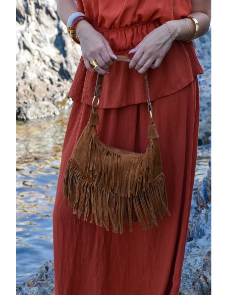 FLORA AND GEAN IMPORT FRANGE COGNAC POCHETTE