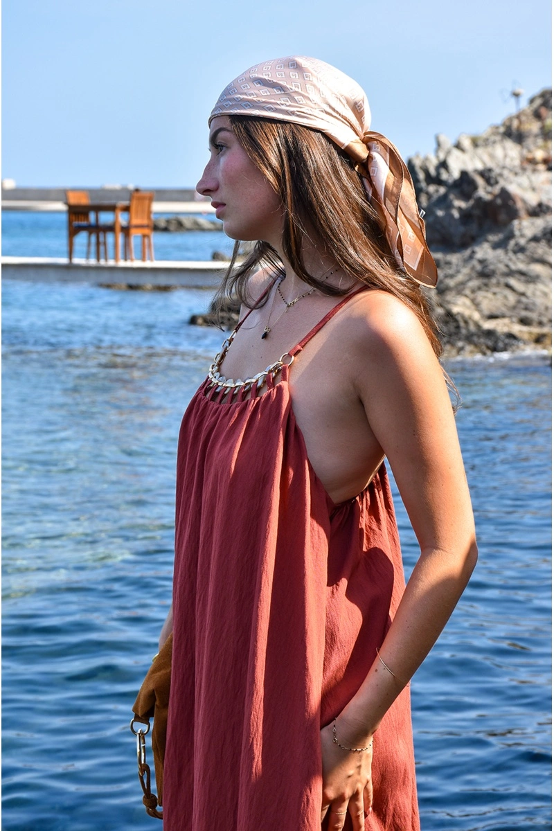 TANG TAMMY MARRON BEIGE FOULARD