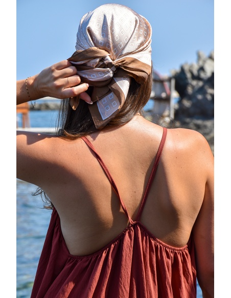 TANG TAMMY MARRON BEIGE FOULARD