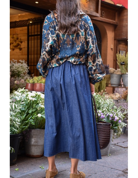 YELLOZ ROSE W BLEU JEANS JUPES FEMME