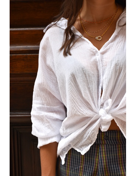 Chemisier Coton Banditas Blanc AGATA