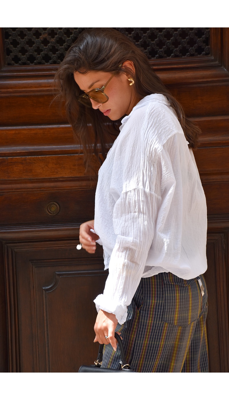 Chemisier Coton Banditas Blanc AGATA