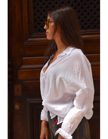 Chemisier Coton Banditas Blanc AGATA