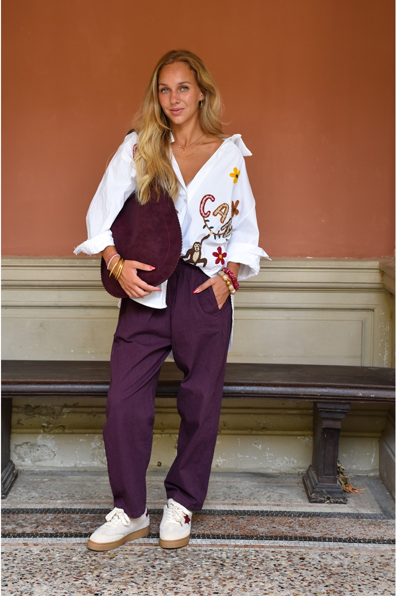 Pantalon Rayé Bordeaux THEA