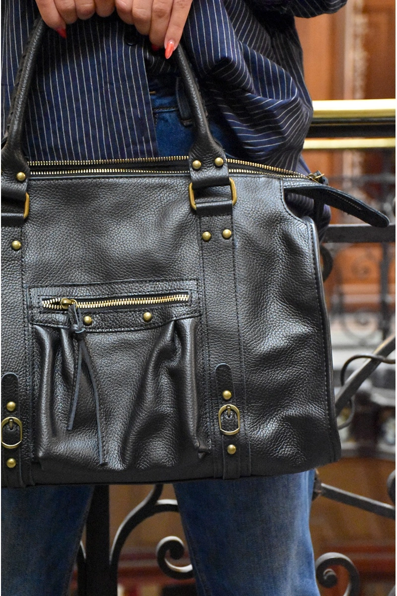 FLORA AND GEAN IMPORT  NOIR SACS CUIR