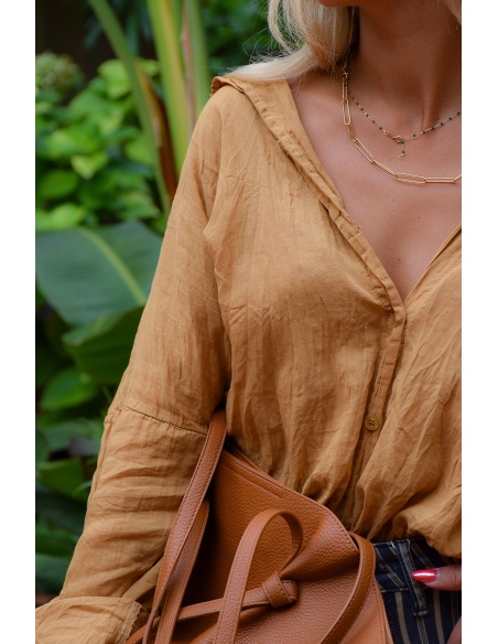 Chemisier Coton Banditas Camel AGATA