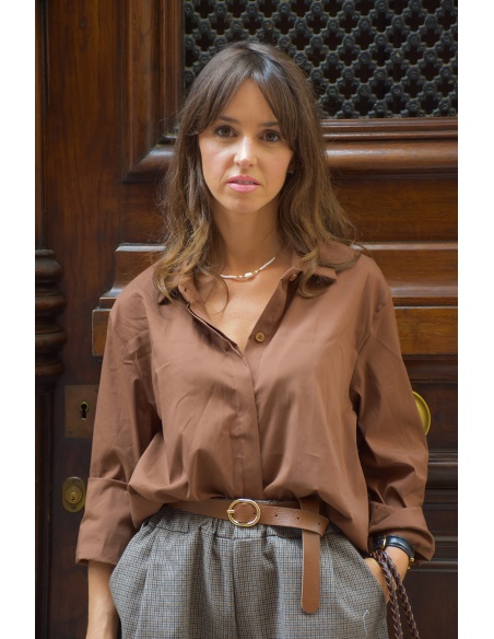Chemisier Uni Chocolat MATHILDE