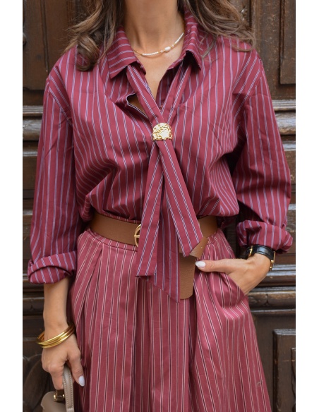 Chemisier Rayé Bordeaux DAISY