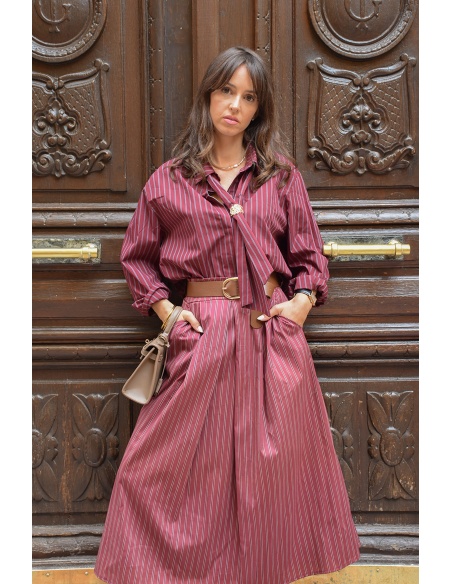 Chemisier Rayé Bordeaux DAISY