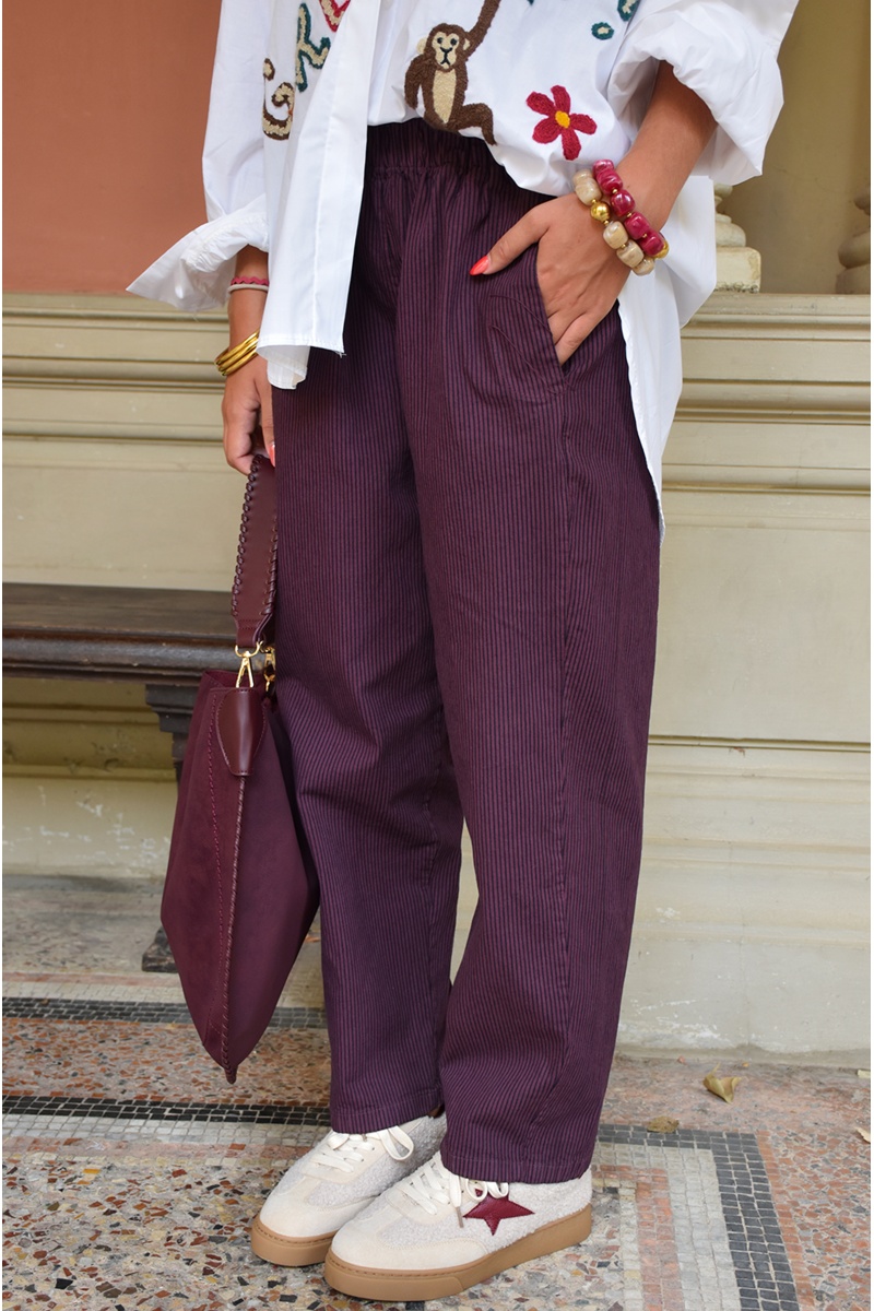 Pantalon Rayé Bordeaux THEA 2