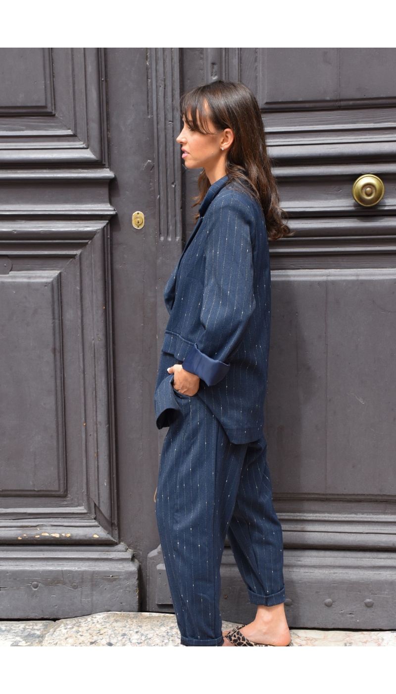 Pantalon Rayé Marine HAILEY
