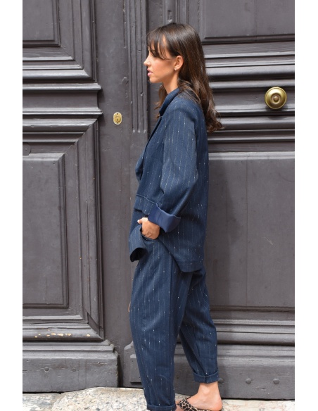 Pantalon Rayé Marine HAILEY