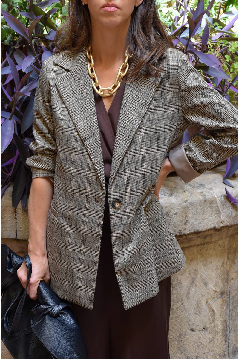 Blazer Carreaux Beige CASSIE