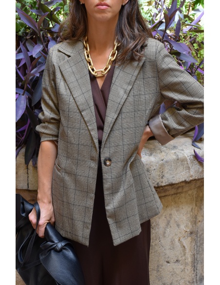 Blazer Carreaux Beige CASSIE