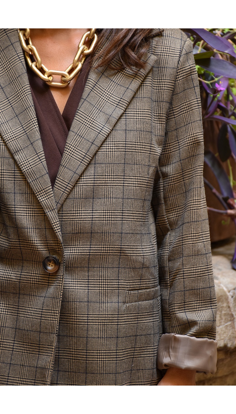 Blazer Carreaux Beige CASSIE