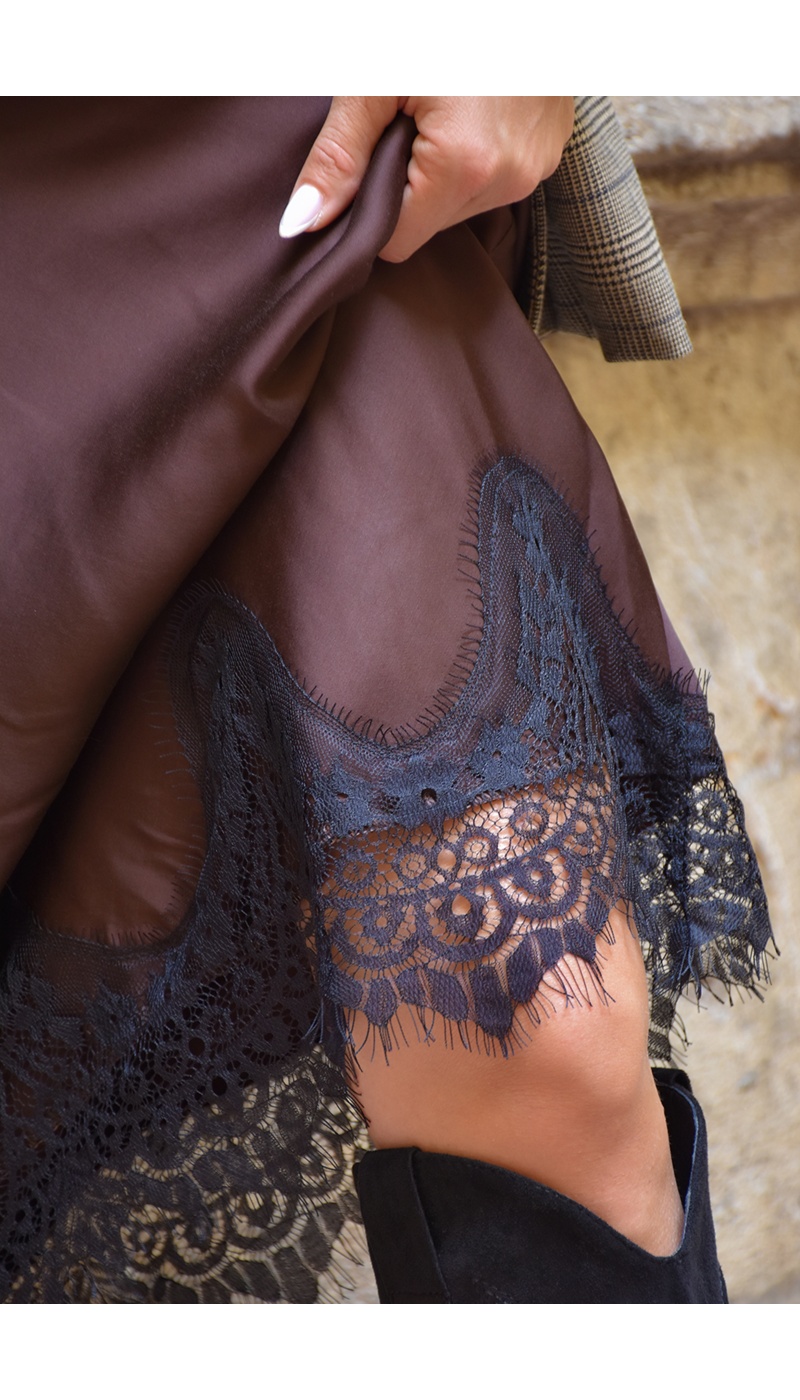 Jupe Dentelle Marron SKYE