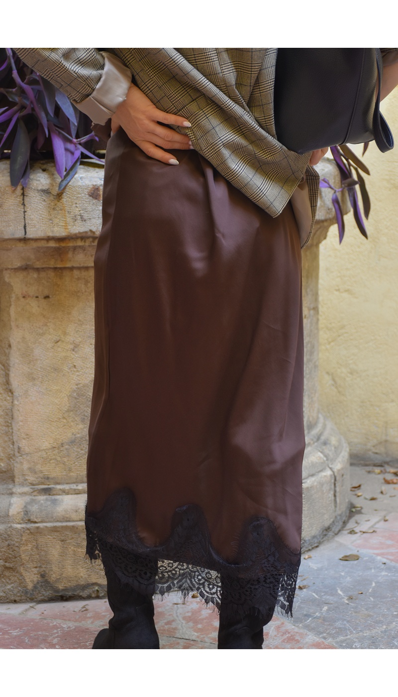 Jupe Dentelle Marron SKYE