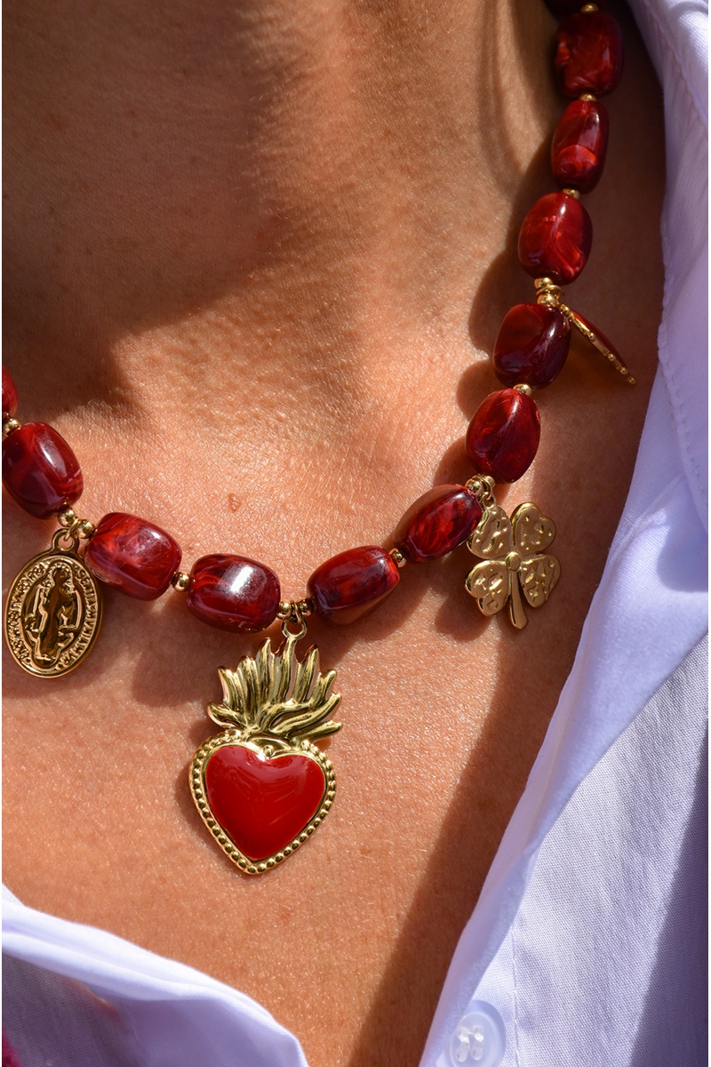 Collier Pampilles Bordeaux MAYA 2