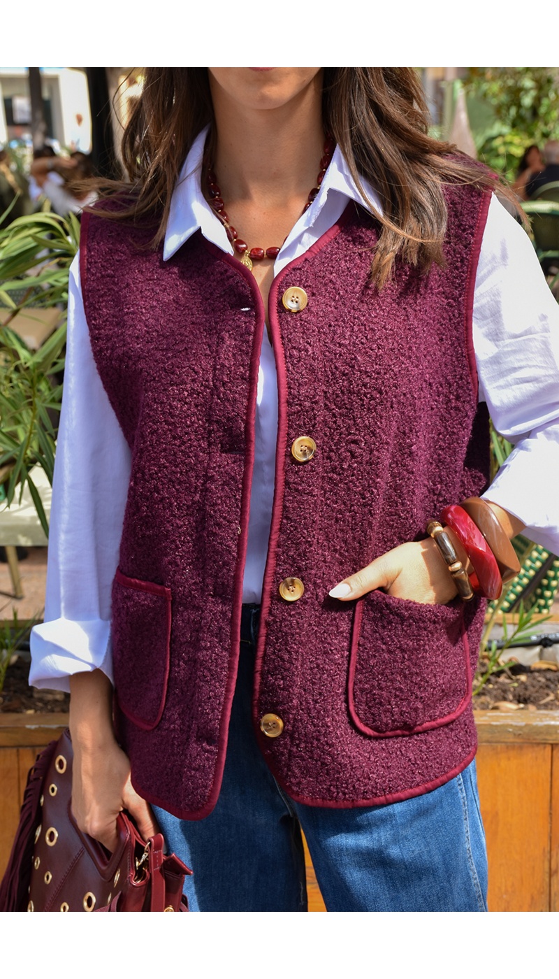 Gilet Moumoute Bordeaux OLIVIA