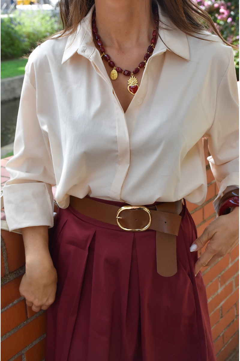 Chemisier Uni Beige MATHILDE 2