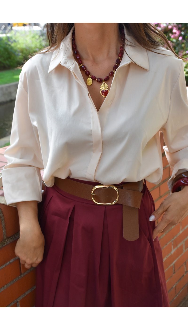 Chemisier Uni Beige MATHILDE
