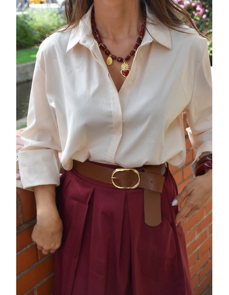 Chemisier Uni Beige MATHILDE