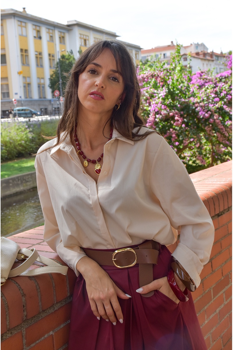 Chemisier Uni Beige MATHILDE