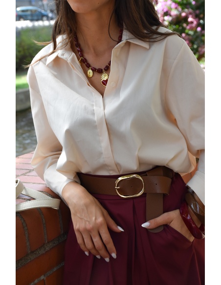 Chemisier Uni Beige MATHILDE
