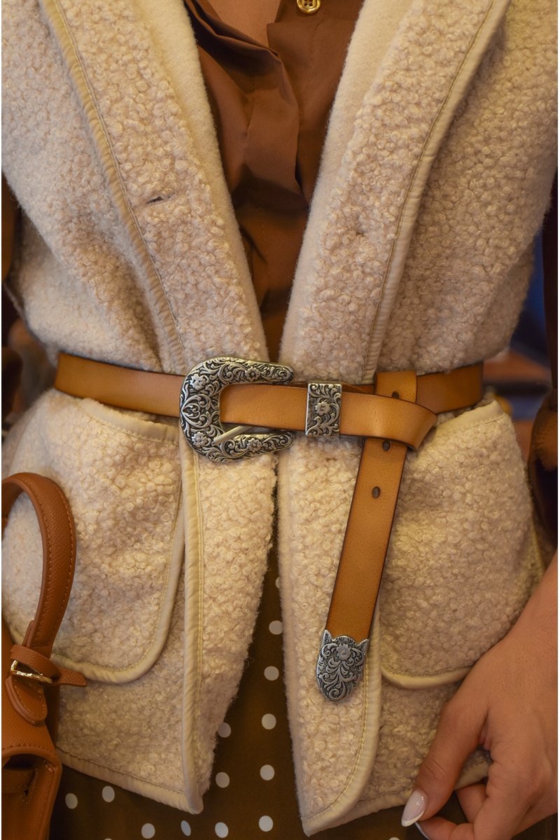 Ceinture Argent Camel EVIE