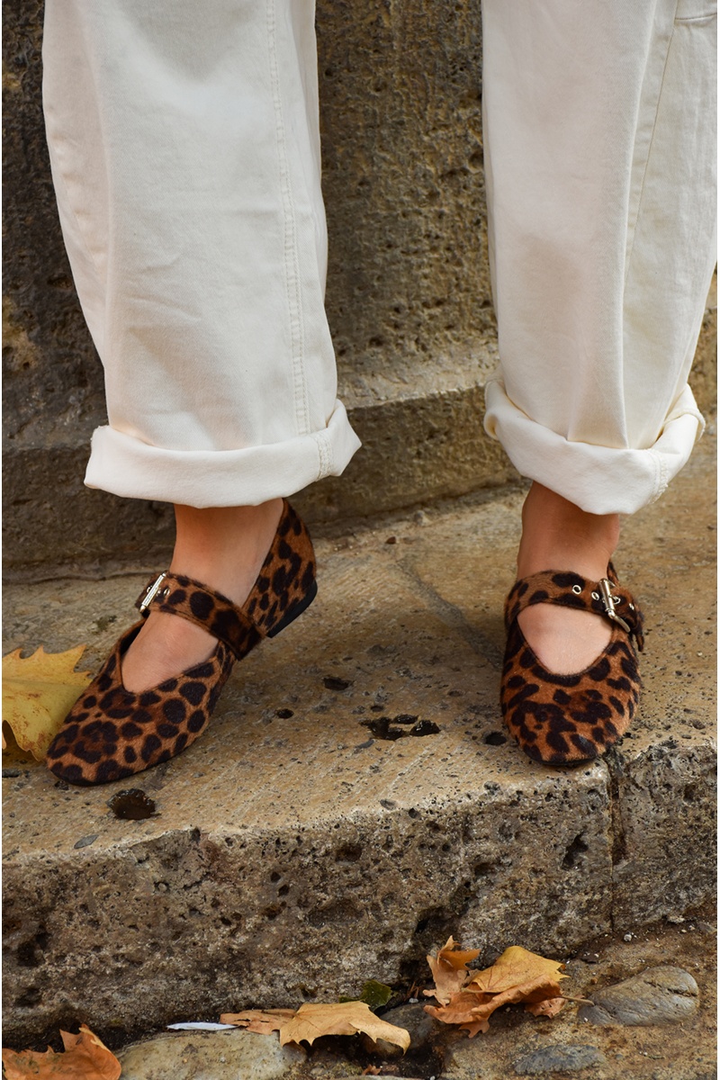 Anouchca leopar plano zapatos para mujeres