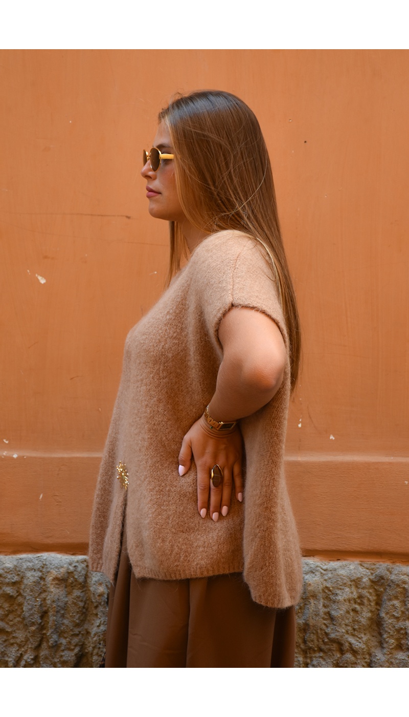 Gilet Maille Camel VENUS