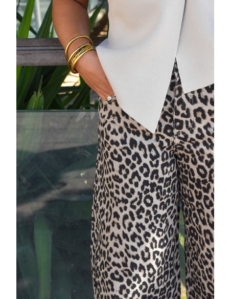 lai fashion LEOPAR BEIGE PANTALON FEMME