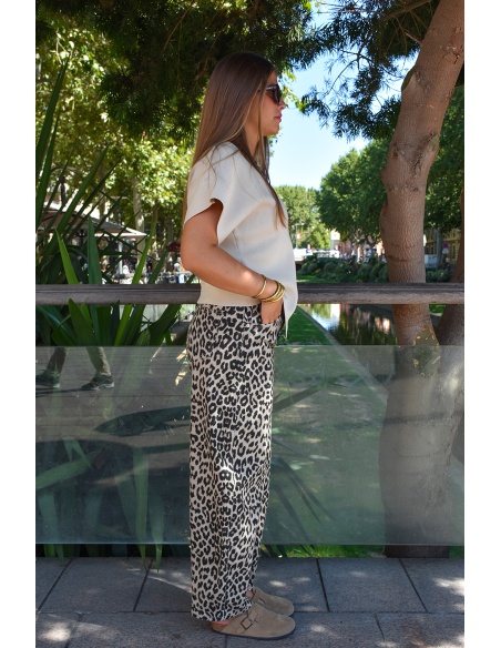 lai fashion LEOPAR BEIGE PANTALON FEMME