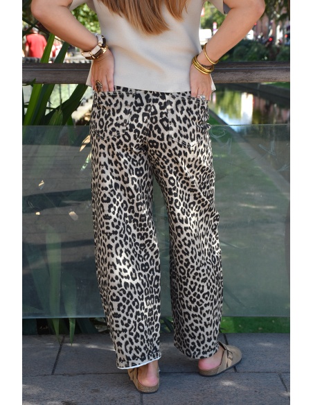 lai fashion LEOPAR BEIGE PANTALON FEMME