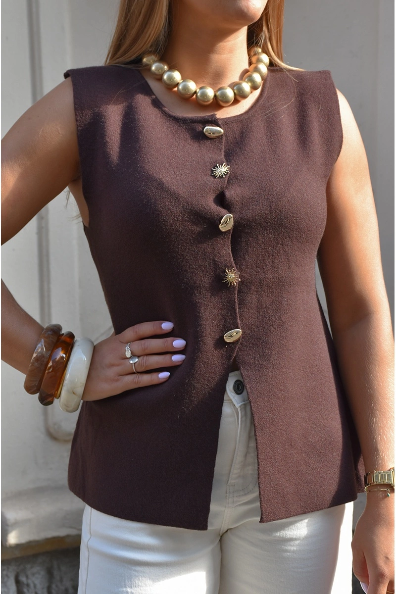 Gilet Bijoux Marron STELLA 2