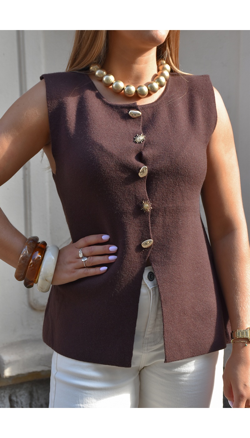 Gilet Bijoux Marron STELLA