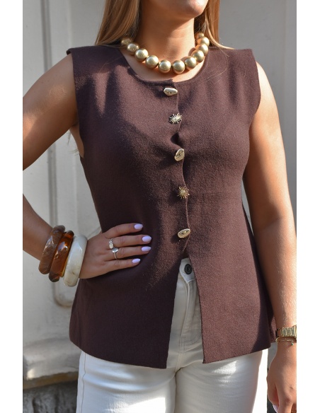 Gilet Bijoux Marron STELLA