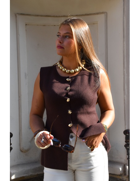 Gilet Bijoux Marron STELLA