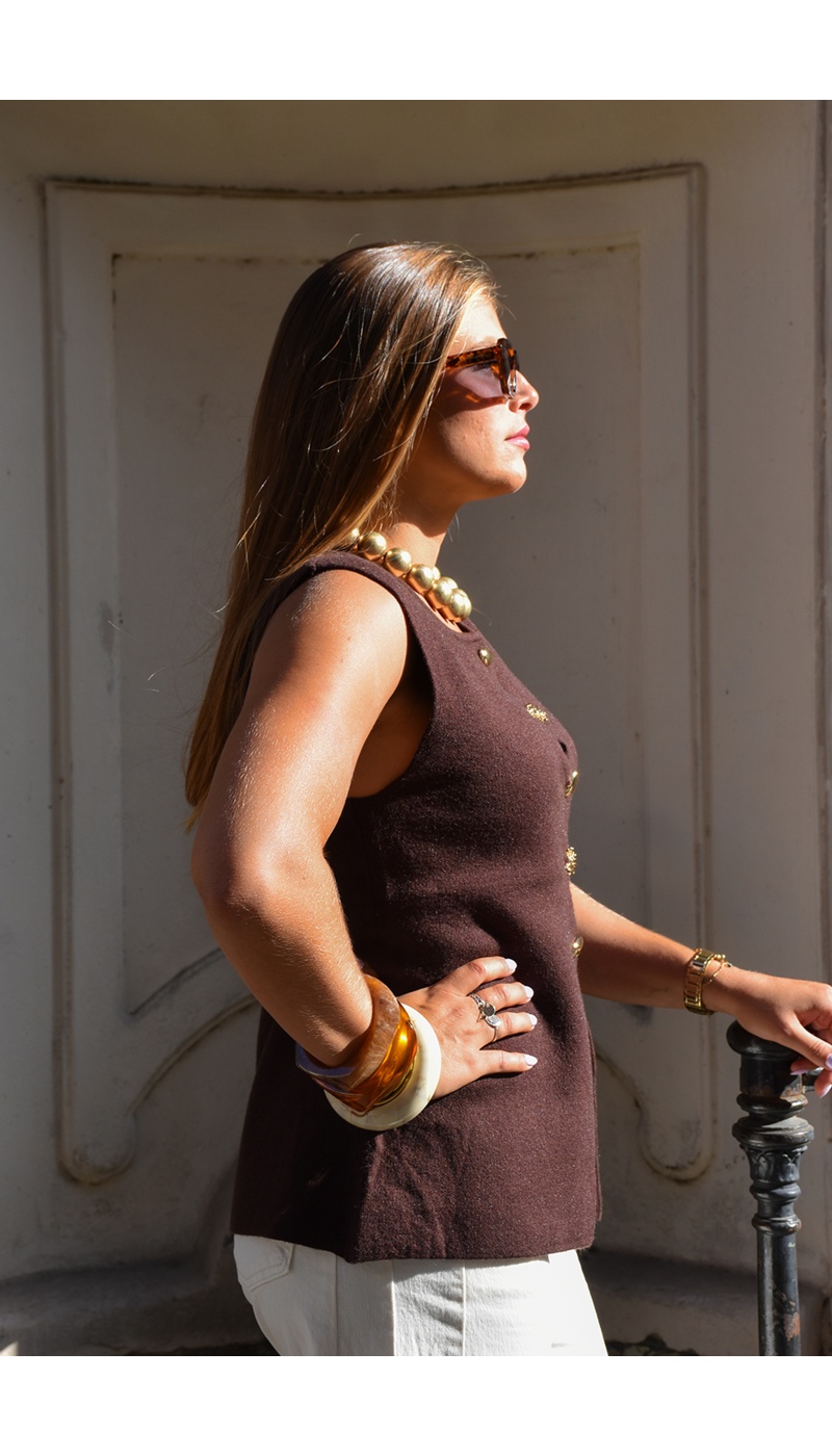 Gilet Bijoux Marron STELLA