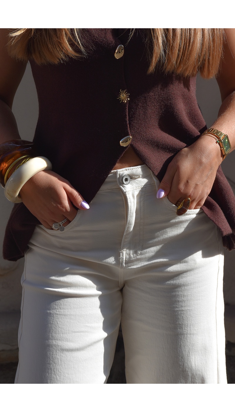 3d denim  ECRU PANTALON FEMME