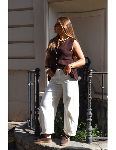 3d denim  ECRU PANTALON FEMME