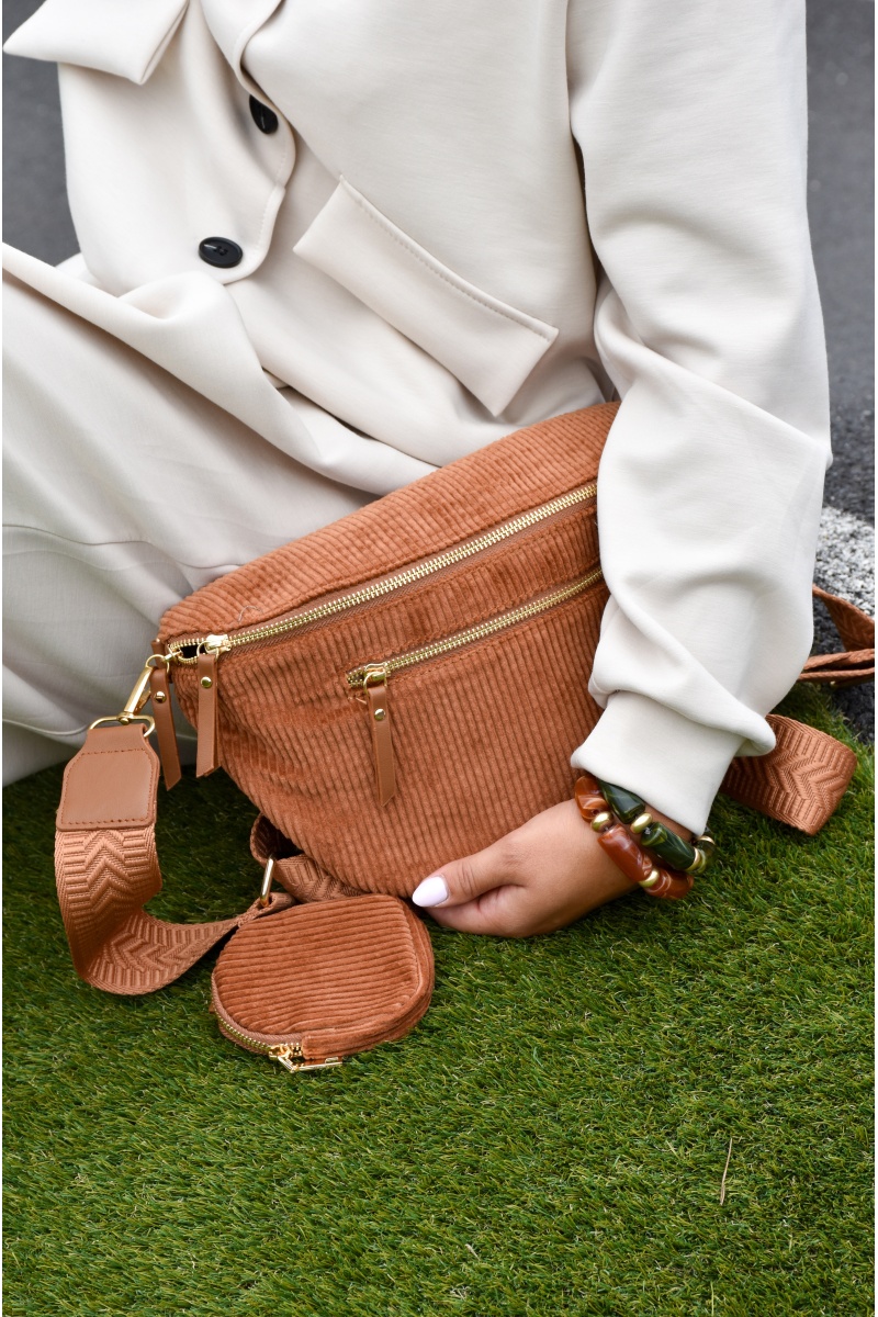 Pochette Velours Camel GIU