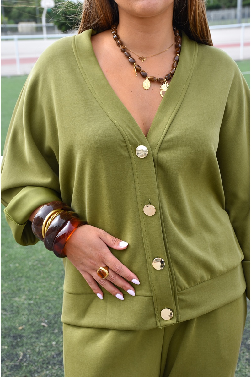 Gilet Ample Olive ADELE 2