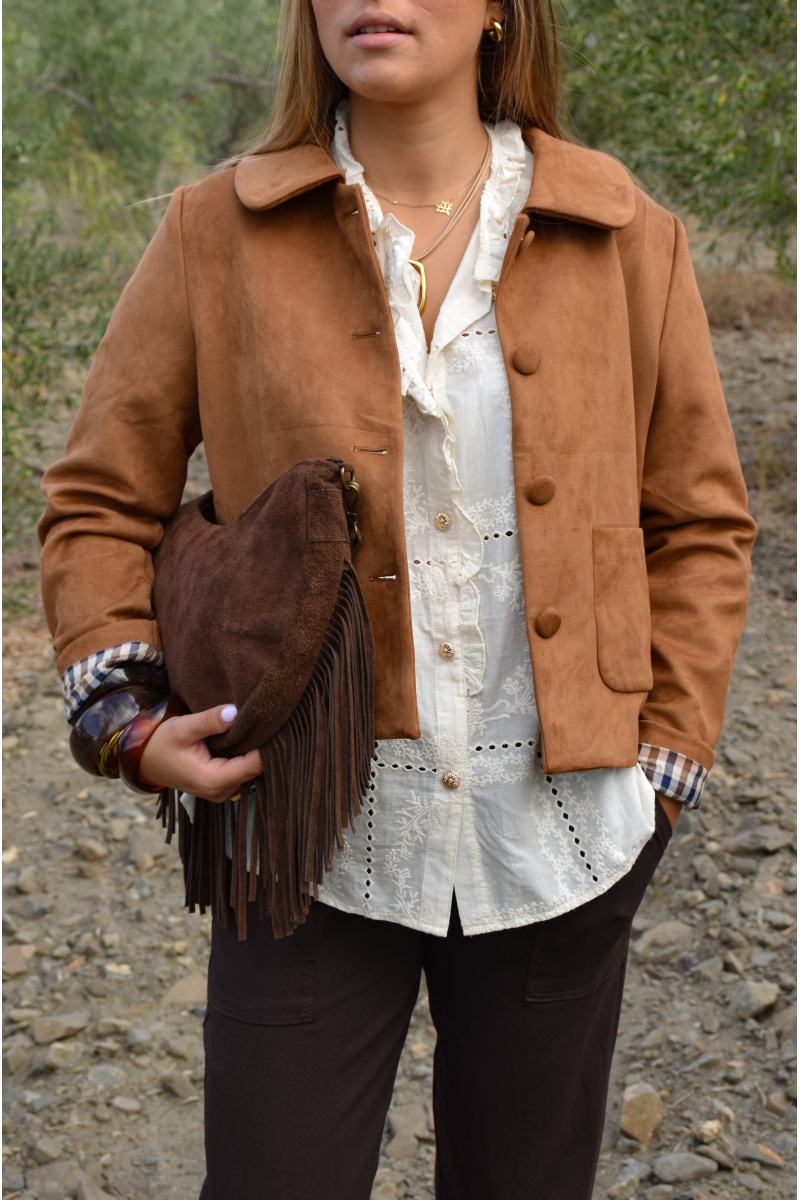 Veste Suédine Camel ROMANE 2